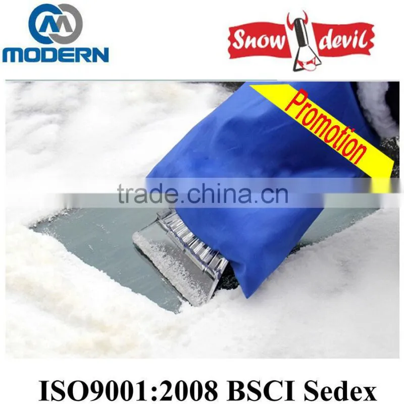 Plastic car ice scraper with glove for promotion