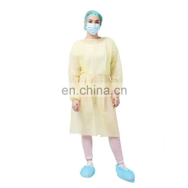 Industry Use Dustproof Laboratory Impervious Disposable Yellow Isolation Cover Gown