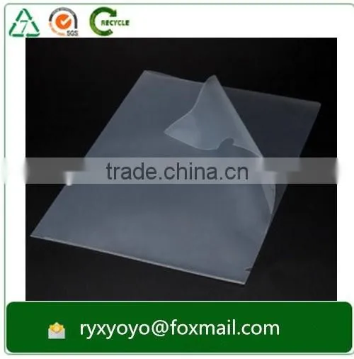 factory wholesale a4 transparent hard plastic pp L shape clear file folder