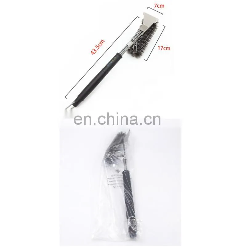 BBQ Grill Brush and Scraper BBQ Brush for Grill, Safe 18" Stainless Steel Woven Wire 3 in 1 Bristles Grill Cleaning Brush