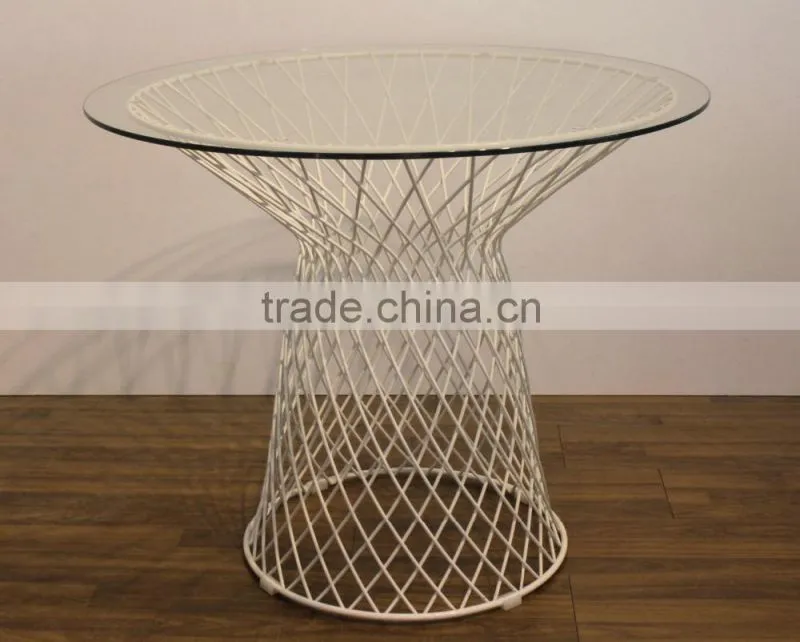Glass top steel base Platner Table coffee table
