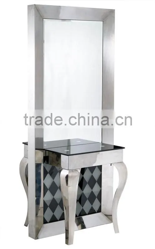 Beiqi Hot Simplicity Stainless Steel Beautician Used Cosmetic Mirror Station Makeup Mirror Salon Furniture for Sale
