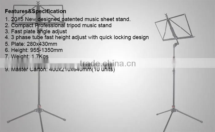 New Designed Orchestra Sheet Music Metal Book Stand MSS600