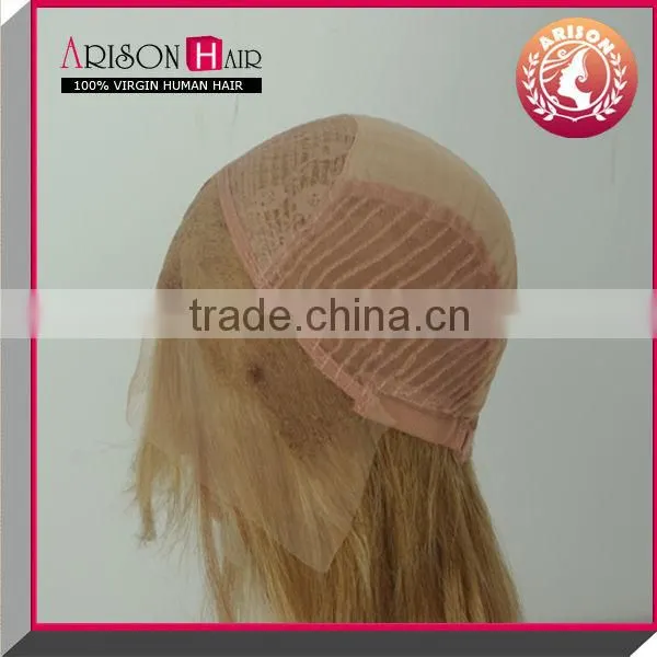 Fashion blonde human hair full lace wig hair fringe