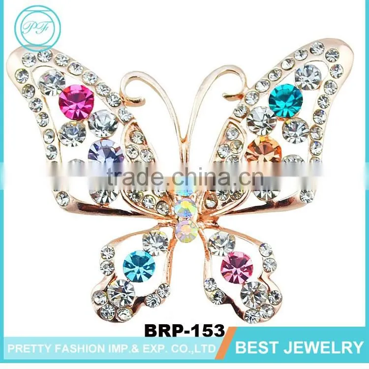 Beautiful Color Twinkling Crystal Butterfly Sahpe Women New Dress Brooch