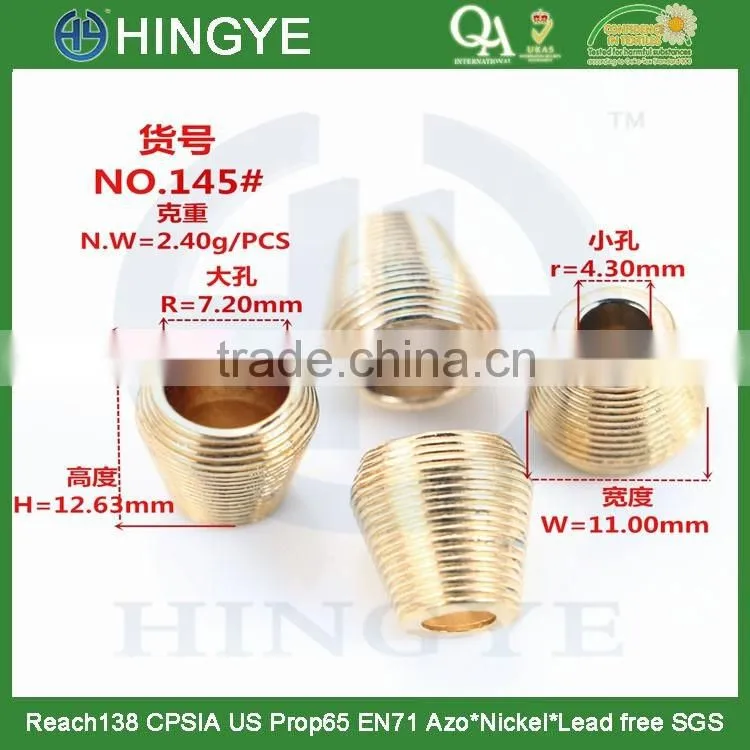 thread cord end gold metal sliver cord end