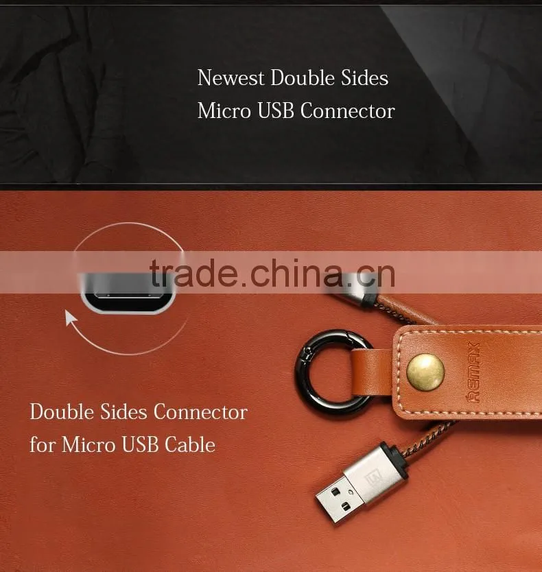 Remax RC-034i Genuine Leather Key Ring USB Cable for iPhone 6 6s Plus SE Cord Special Strap Design 32cm Cable For IOS TB-0389