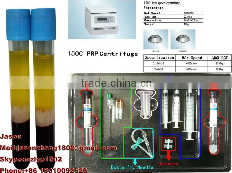 Non-pyrogenic platelet rich plasma centrifuge prp kit