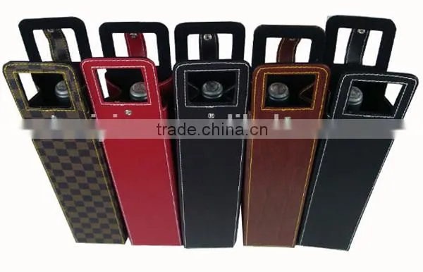 2015 New Design Promotion Pretty faux leather wine carrier