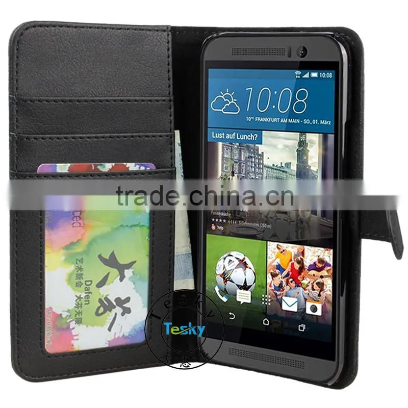 PU+PC Hybrid Phone Flip Cover Case For HTC One M9 Wallet Leather Case With Stand And ID Holder