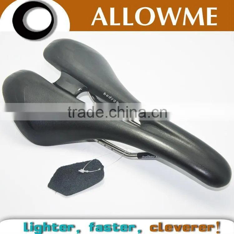 Titanium rail gel design Ventilation cow leather bicycle saddle
