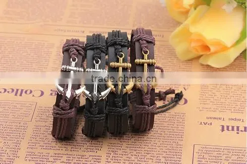 >>New arrival SW14100 promotion anchor leather bracelet/