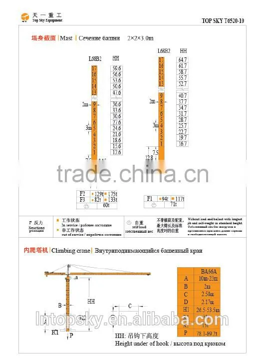 T6520-10t P0TAIN topkit tower crane