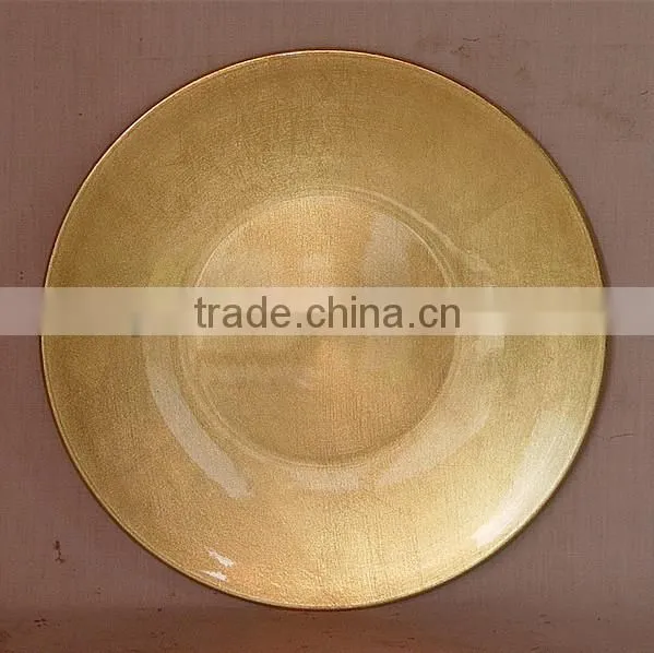 Round Lacquer Foil Cheap Gold Wedding Plastic Charger Plates Wholesale