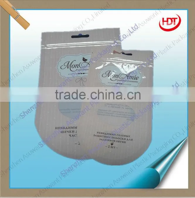 clear window irregular plastic bag for socks packaging