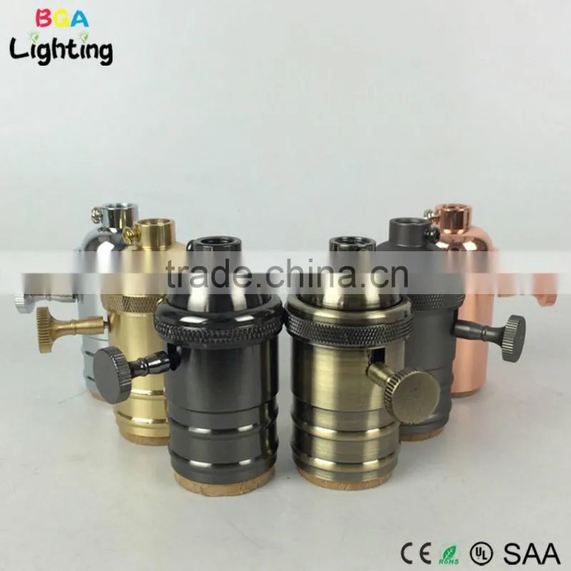 CE E27 Brass led ceiling lamp socket with switch