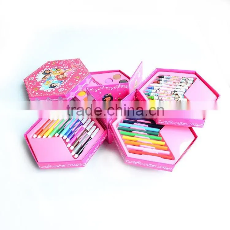 52PCS high quality wholesale art set stationery set with hexangular shape