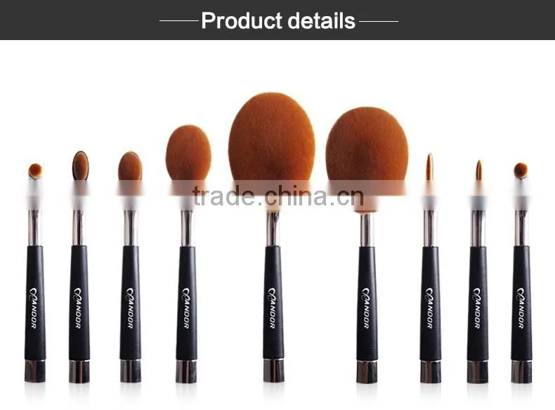 New arrival 9 piece cosmetic makeup brush set can make your own brand