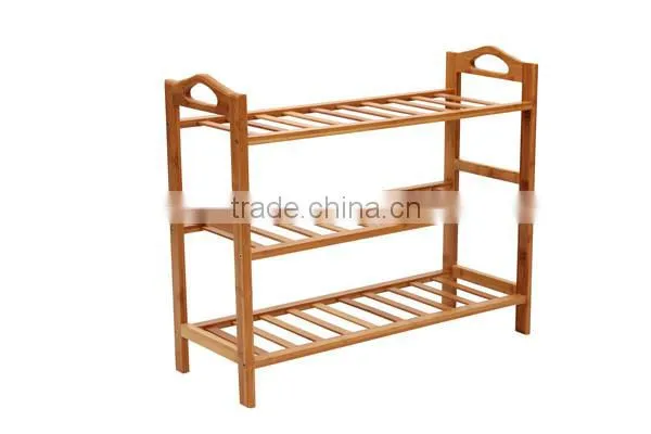 Pure nature bamboo handmade shoe rack,Bamboo 4-tiers shoe rack for shoes showroom