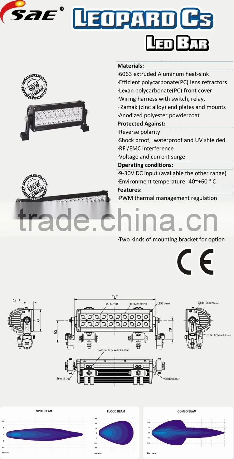 Double illumination LED light bar 50 inch 300W offroad with high lumen