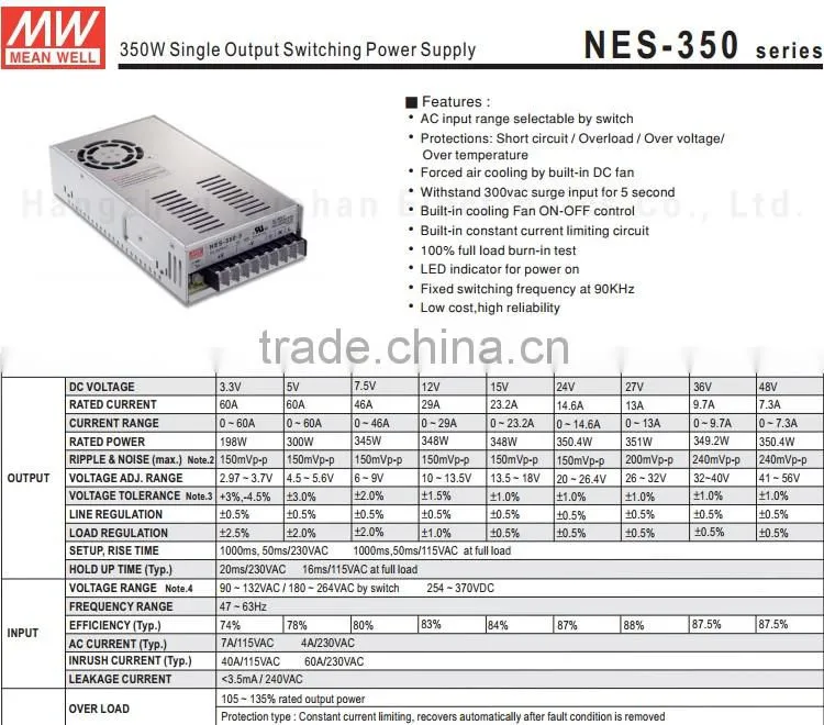 Meanwell NES-350-12 350w 29a power supply 12v