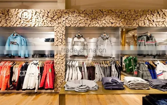 ME03 2016 Unique wood clothing display clothes display rack in store design for garments