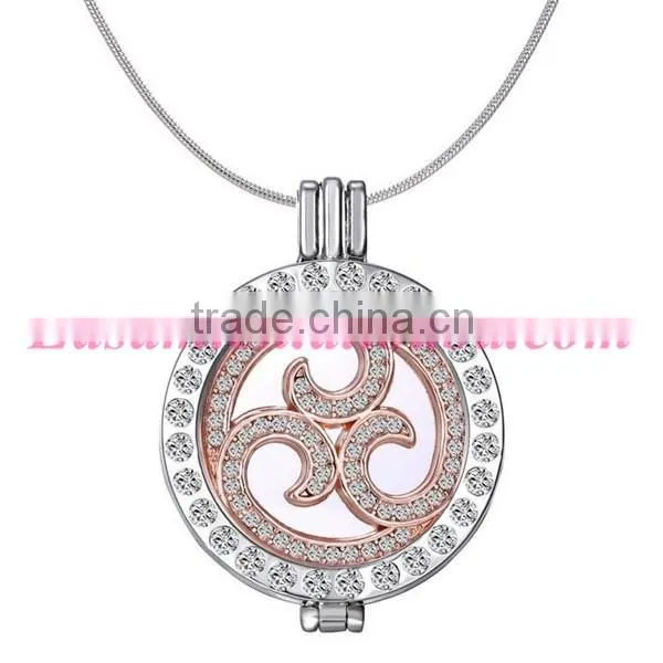 Fashion korean hollow coin necklace,new design locket pendant necklace