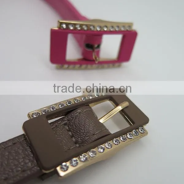 Stylish simple skinny belt with diamonds for women