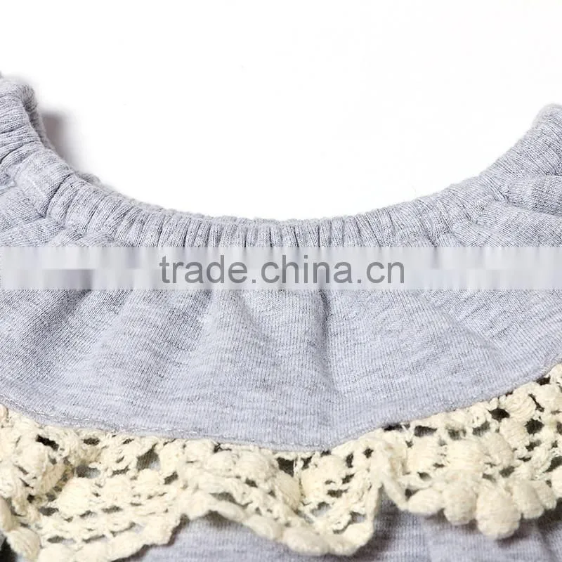 2016 Wholesale safe and comfortable stylish girl cotton grey classical baby rompers