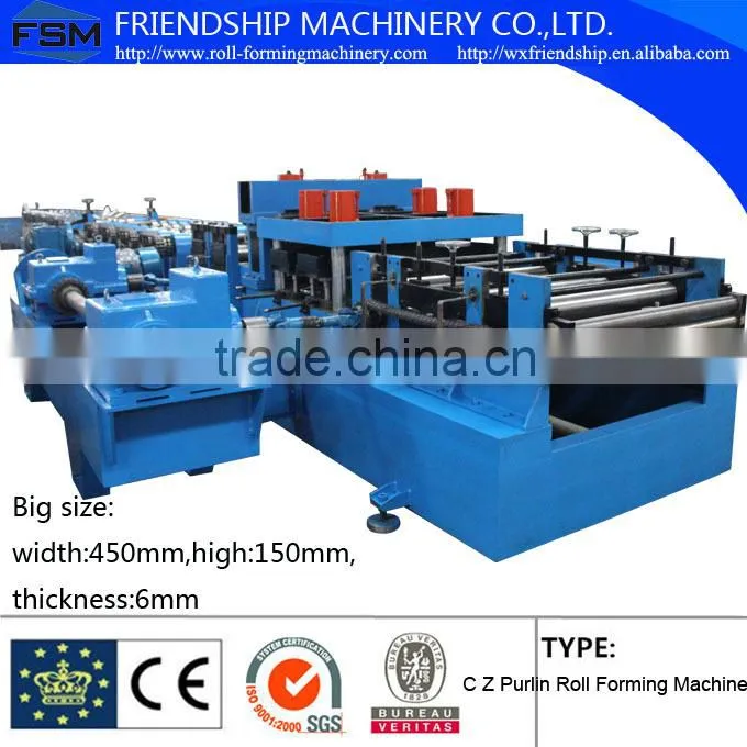 Big Size C Z Profile Roll Forming Machine size from 120-450mm