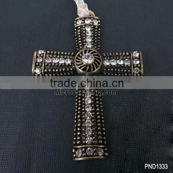 71*92mm Goldplated Fashion Wholesale Rhinestone Cross Pendant