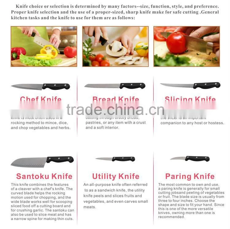 5pcs Stainelss Steel Handle Trustworthy Kitchen Knife Wholesale
