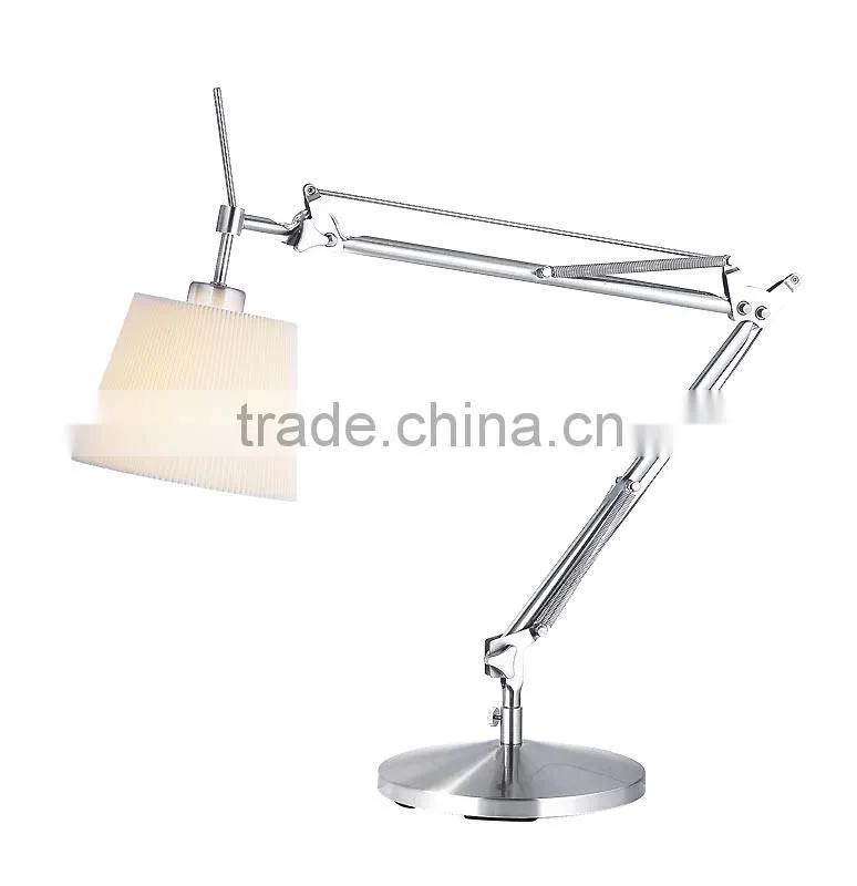 11.21-21 Coil springs adjust modern a heavy 9" round weighted base and finely pleated fabric shade Architect Table Lamp