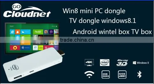 2015 latest Cloudnetgo Intel Quad Core Z3735Fwindows mini pc dongle TV dongle windows8.1 Android 4.4 compute stick 2G+32Gwifi