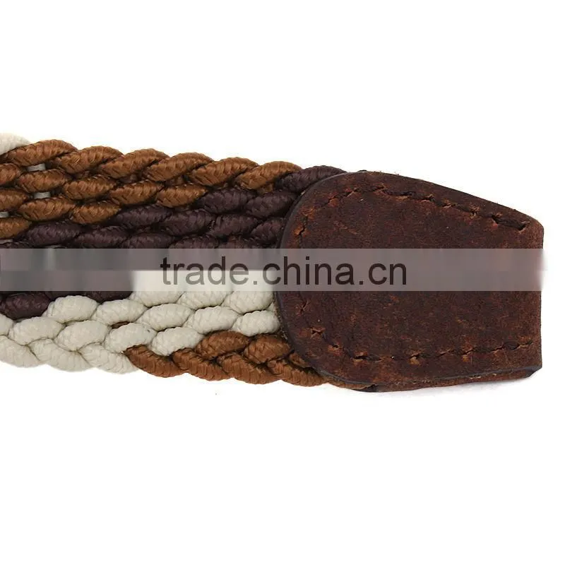 2014 Fashion Braided elastic belt with leather