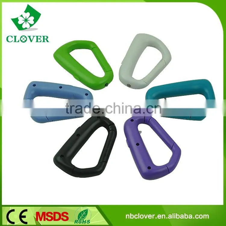 3*LR41 battery 1 led carabiner shape cheap plastic flashlight