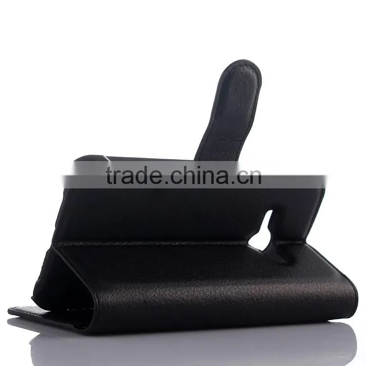 Factory Price Lichee Leather Pouch Wallet Case Folio Stand Cover for Samsung GALAXY J1 ACE