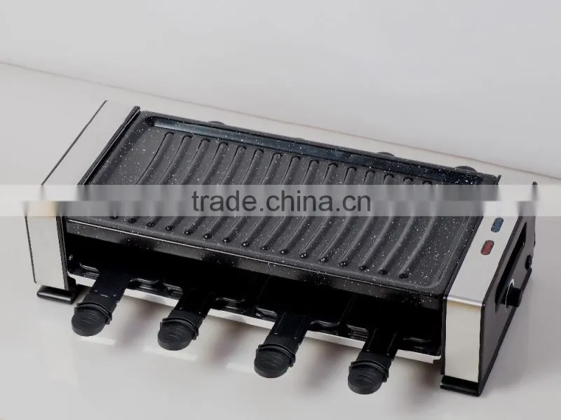 Stainless steel raclette grill for indoor use 8 person