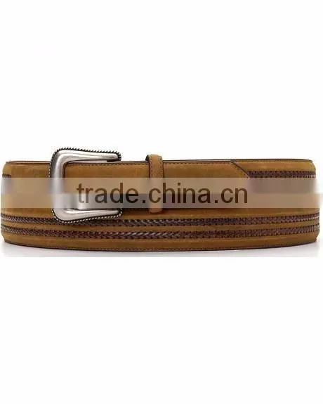 Western Cowgirl's Silver-tone Buckle Belt Double Row Leather Laced Belts