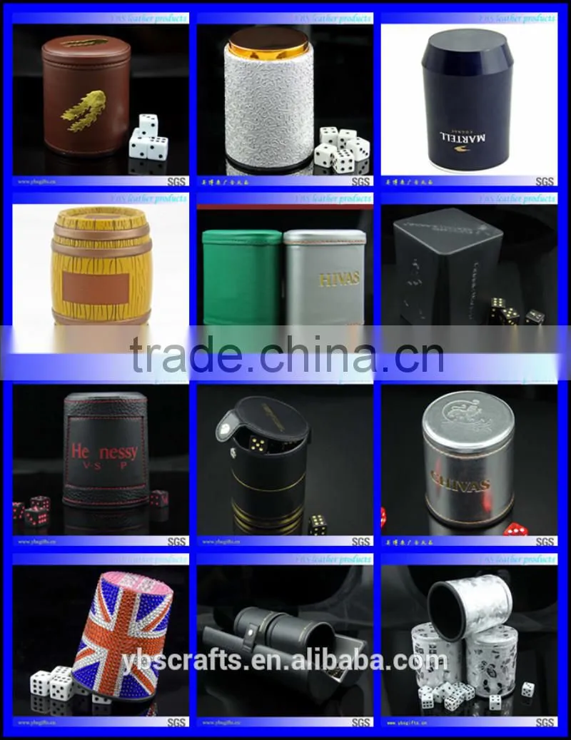 factory direct hot sale pu leather dice cup with dices