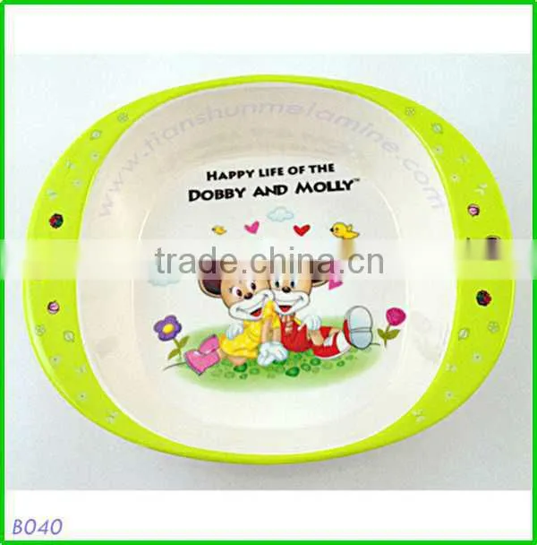 eco-friendly melamine baby bowl with handles