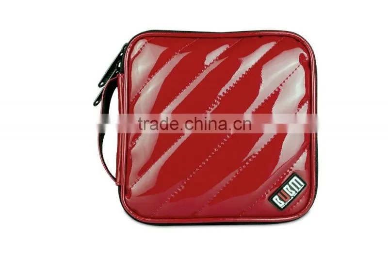 Hot Sale BUBM PU Leather Red zipper Hand Bag CD Box,CD DVD Case