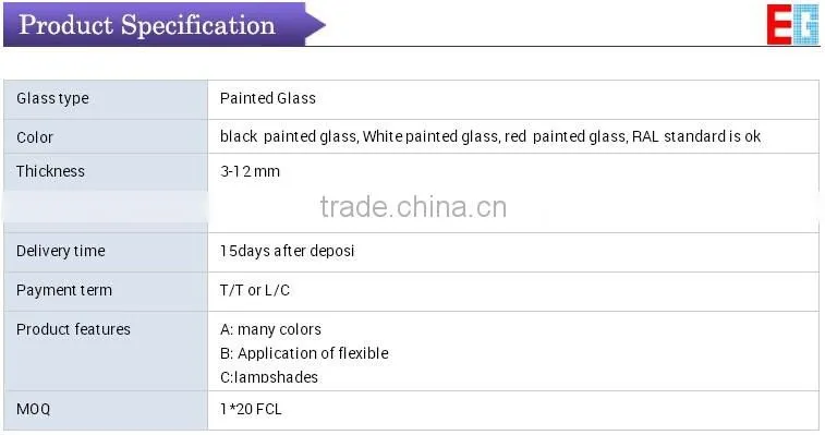 3mm-8mm white painted glass/painted glass with red,blue,green, black color