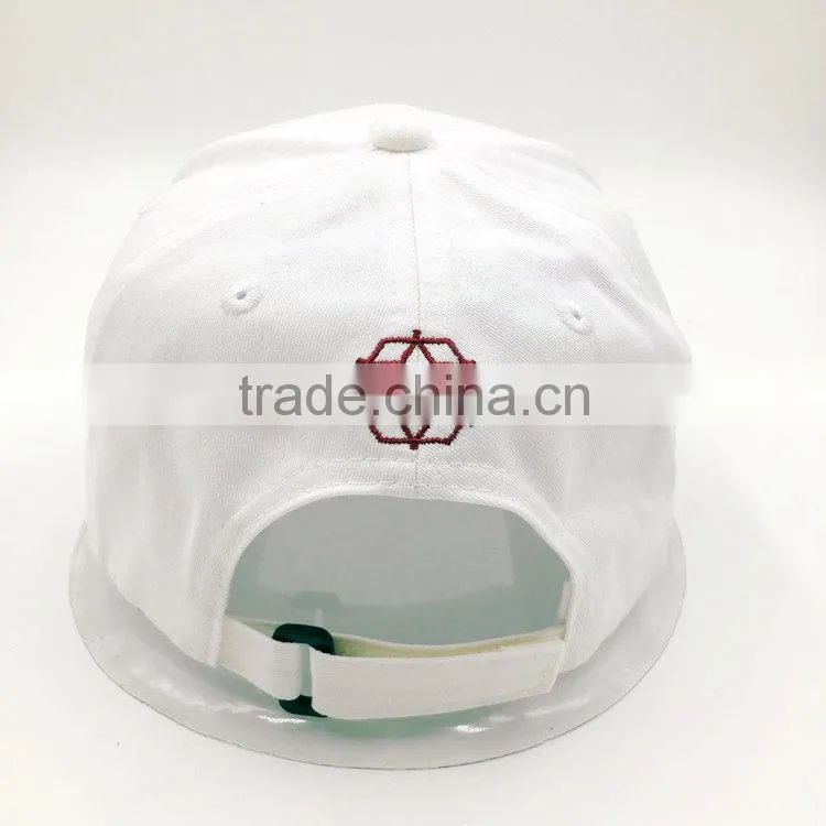 White color 100% cotton twill 6 panel embroidered baseball cap