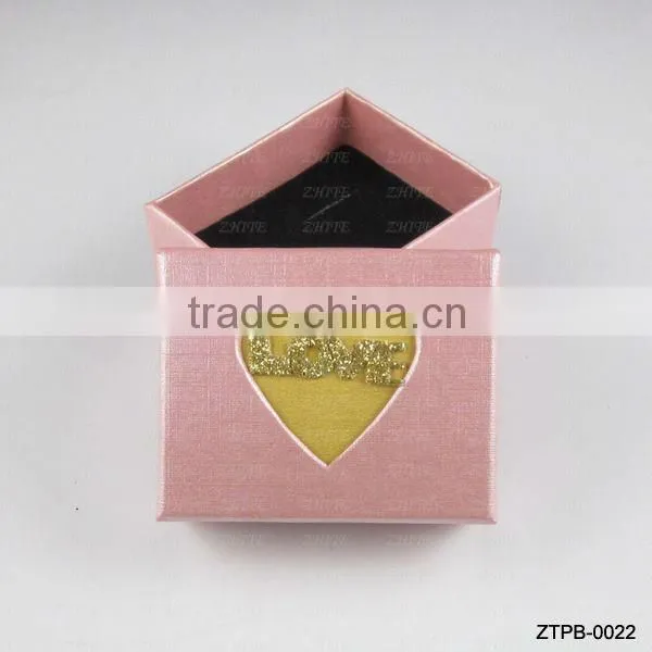 Lovely Dark Blue Christmas Gift Heart Ring Box Wholesale ZTPB-0020
