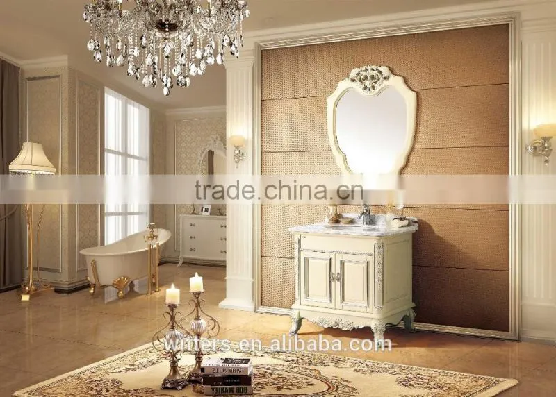 wholesale Beige yellow floor stand hotel bathroom cabinet WTS839