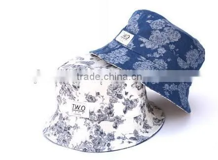 fashion blue australian streetwear bucket hat floral print pattern cotton reversible paisley bucket hat