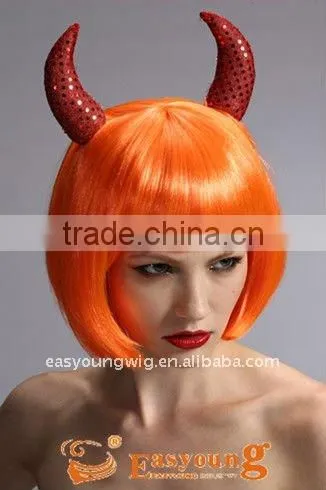 Halloween Festival wigs for Kids with Horn,yellow party wigs