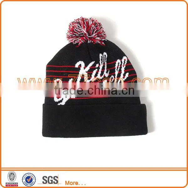 Teenagers custom knitted pom beanie hat