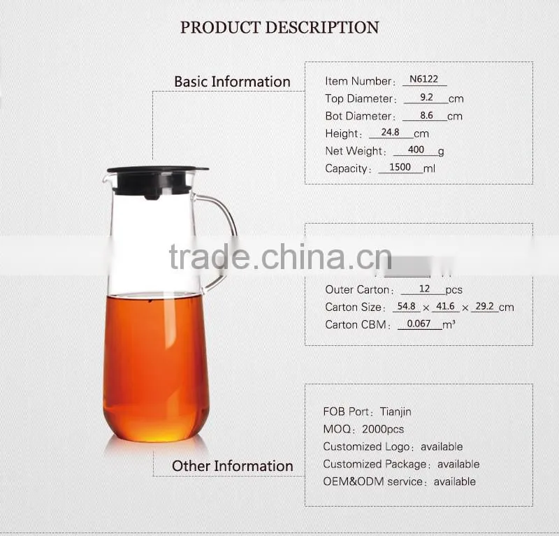 alibaba china housewares high borosilicate buono kettle for 1500ml